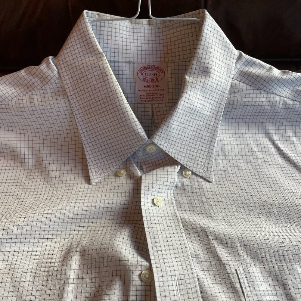 Brooks Brothers Button-Down Poplin Dress Shirt, Madison Fit, 17.5 x 35